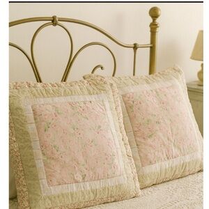2 Vintage Shabby Chic Floral Patchwork Quilted Standard Cottagecore Pillow Shams